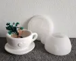3D Сет чаша и чиния ❤ силиконов молд форма смола гипс шоколад кашпа декор, снимка 2