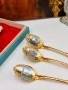 Винтидж руски емайлирани месингови лъжички за чай от 70-те години, снимка 6