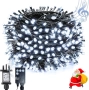 Коледни лампички за елха, 20+5M 200 LED, коледна музика, сензор за движение, бели, снимка 1