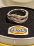 сребърен пръстен с камък Fossil , снимка 2