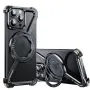 Минималистичен метален калъф OATSBASF за iPhone 15 Pro Max 6.7 инча със стойка, снимка 1