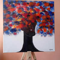 Авторска картина ,,Африканка"', снимка 1 - Картини - 44829265