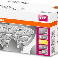 Комплект крушки LED Osram MR16 35, GU5.3, 4.6W (35W), 350 lm, 2 бр, Топла светлина , лампи заЛунички