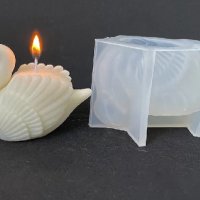 3D лебед с поставка за свещ свещник силиконов молд форма фондан смола гипс шоколад декор, снимка 1 - Форми - 42365058