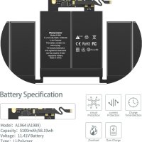Батерия A1989, Runpower A1964 за MacBook Pro 13 инча EMC 3214 3358, снимка 2 - Части за лаптопи - 42020987