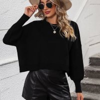 Дамски моден ежедневен едноцветен пуловер, 3цвята - 023, снимка 4 - Блузи с дълъг ръкав и пуловери - 42298291