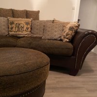 Комплект диван + голяма табуретка, снимка 5 - Дивани и мека мебел - 42642452
