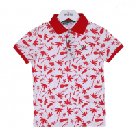 Тениска Hawai с якичка в червено, снимка 1 - Детски тениски и потници - 36342512