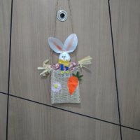 Великденски заек в канапена торба, снимка 2 - Декорация за дома - 36003815