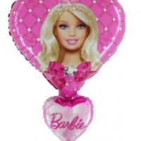 Кукла Барби Barbie двойно сърце фолио фолиев балон хелий или въздух парти рожден ден , снимка 1 - Други - 44232428