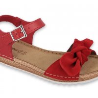 Дамски анатомични кожени сандали с панделка INBLU, Червени, снимка 1 - Сандали - 35982615