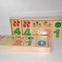 Големи дървени числа с плодове пъзел в кутия за най малките, снимка 7 - Образователни игри - 25012778