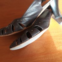 кафяви сандали Фратели, 39, ток, кожа, снимка 4 - Дамски елегантни обувки - 40273289