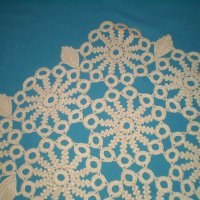 Ретро ръчно плетена покривка за маса цвят екрю, снимка 4 - Антикварни и старинни предмети - 41938386