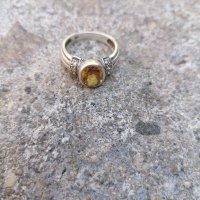 Сребърен пръстен с цитрин, снимка 1 - Пръстени - 41743806