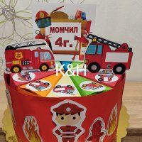 Картонена торта "Пожарни коли", снимка 2 - Други - 34113657