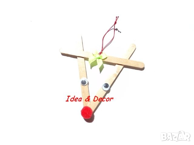 Новогодишна играчка еленче с зелена панделка, снимка 1