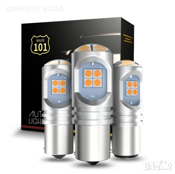 2бр LED крушки за мигач P21W с вградена лупа 12 диода., снимка 1