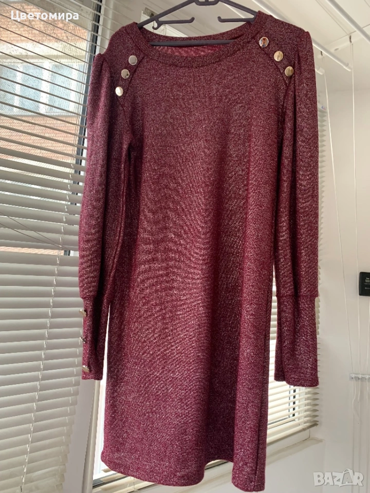 Блестяща лилава къса рокля/туника, снимка 1