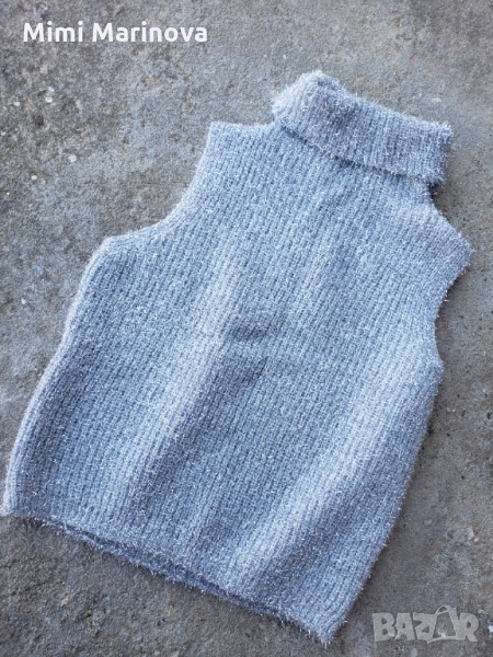 Елече топ потник лъскав плетен сребрист, снимка 1