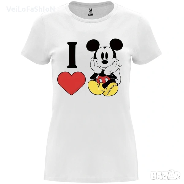 Нова дамска тениска I Love Mickey Mouse (Мики Маус), снимка 1