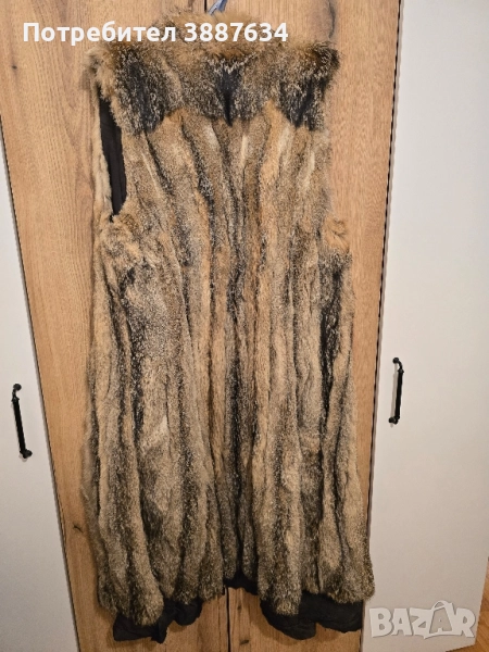 Дамски дълъг елек от естствен косъм, снимка 1