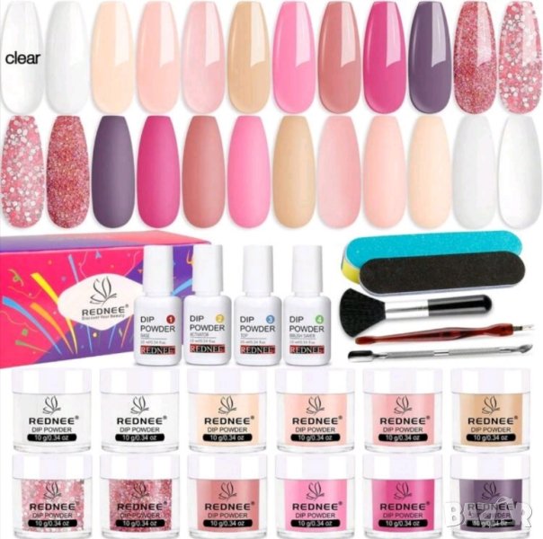 Дипинг комплект с пудри и течности 21 части без печене на нокти, снимка 1