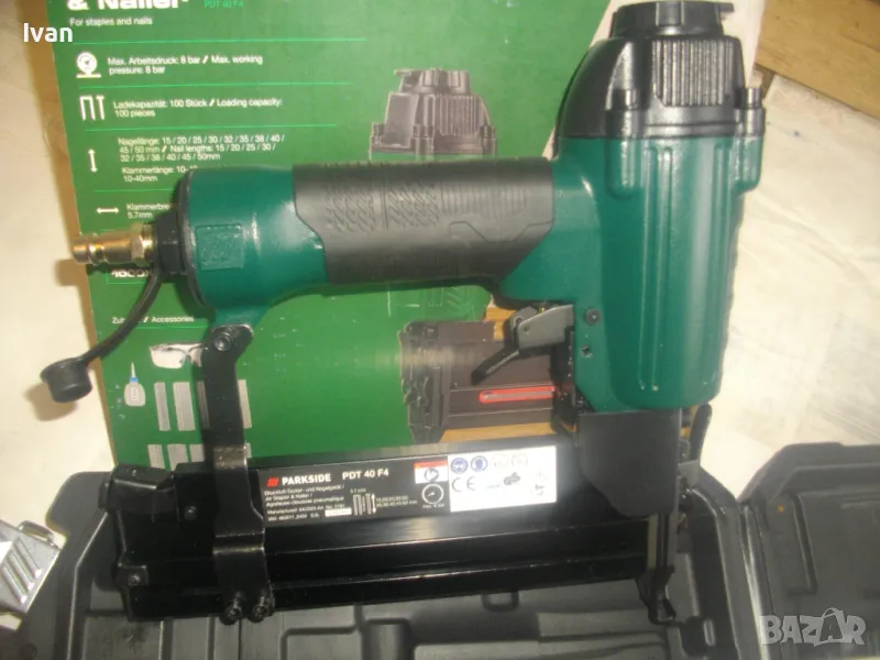 НОВ ПНЕВМАТИЧЕН КОМБИНИРАН ТАКЕР СКОБИ 10-40мм ПИРОНИ 15-50мм ПЪЛЕН КОМПЛЕКТ PARKSIDE, снимка 1