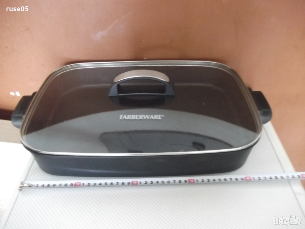 Тава метална със стъклен капак, снимка 1