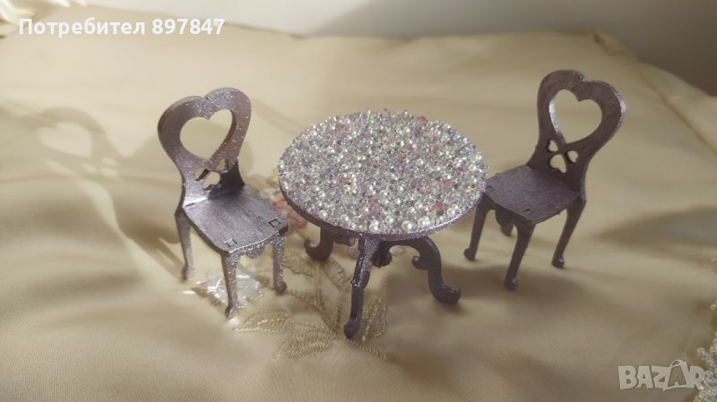 Играчка Дървена малка масичка за кафе и столчета играчка, снимка 1