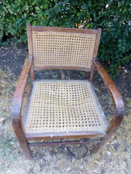 Дърво и ратан, ретро кресло, снимка 1