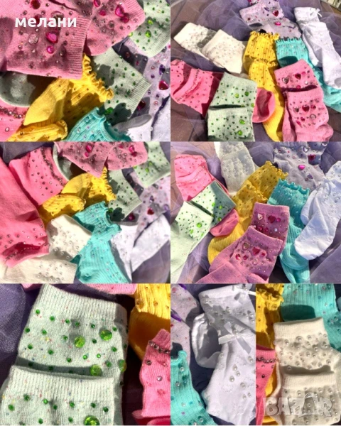 уникални чорапки с блестящи камъни за малки принцеси, снимка 1