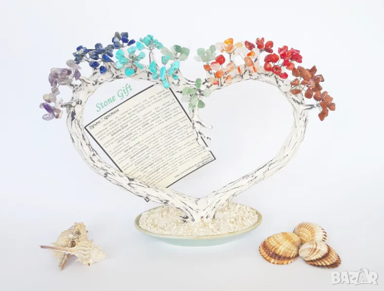 Дръвче 7 Кристала Сърце, Подарък Коледа, Подарък Идея, Подарък Кръщене, снимка 1