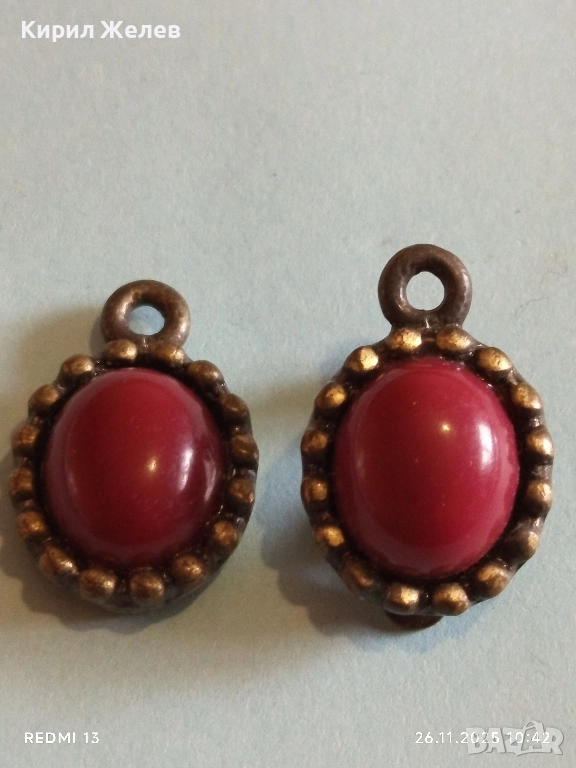 Ретро стил обеци с метален обков синтетичен РУБИН 26620, снимка 1