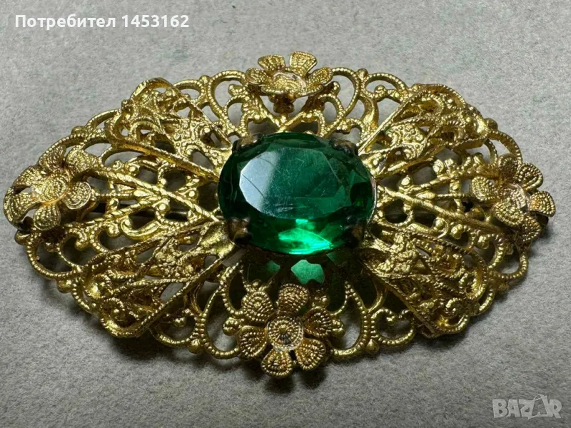 Старинна чешка брошка с кристал, снимка 1