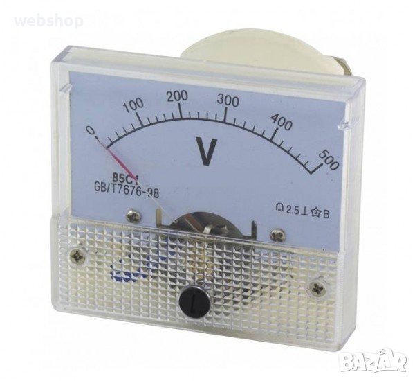 Волтметър DC директен 500V Ф44mm, снимка 1