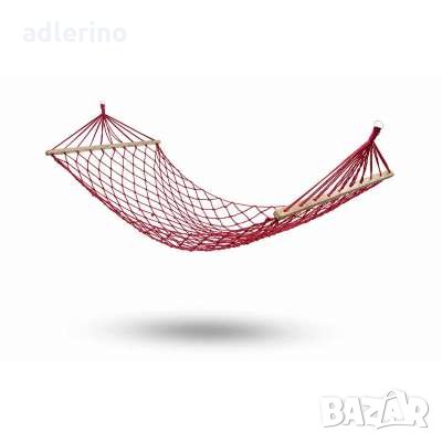Хамак 200х80 см, червен, текстил, с летви, градински хамак, градинска люлка, снимка 1