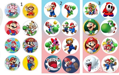 100 бр Супер Марио Super Mario малки самозалепващи лепенки стикери за ръчна изработка за подарък, снимка 1