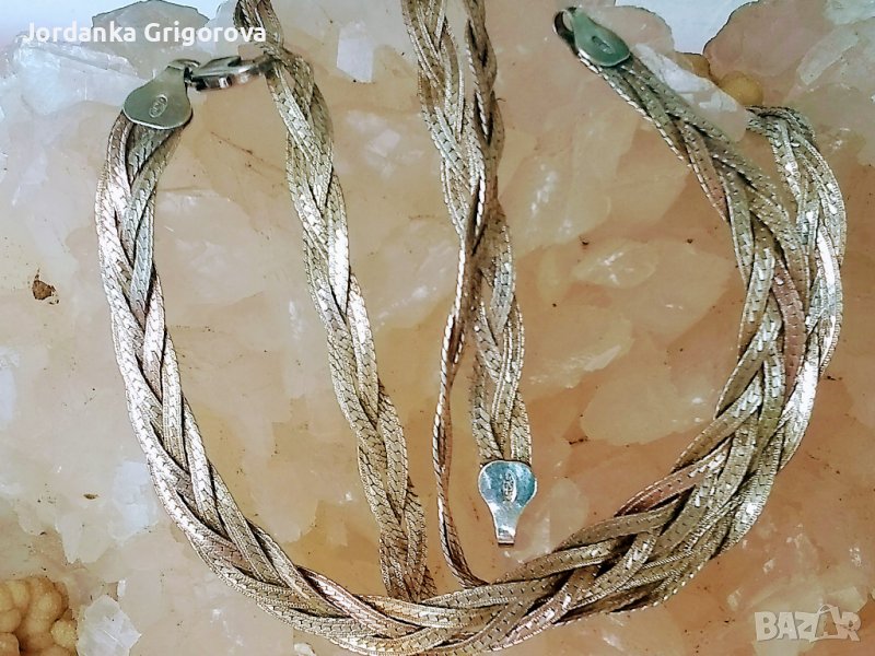 Сребърни колие и гривна - Италия 925, снимка 1