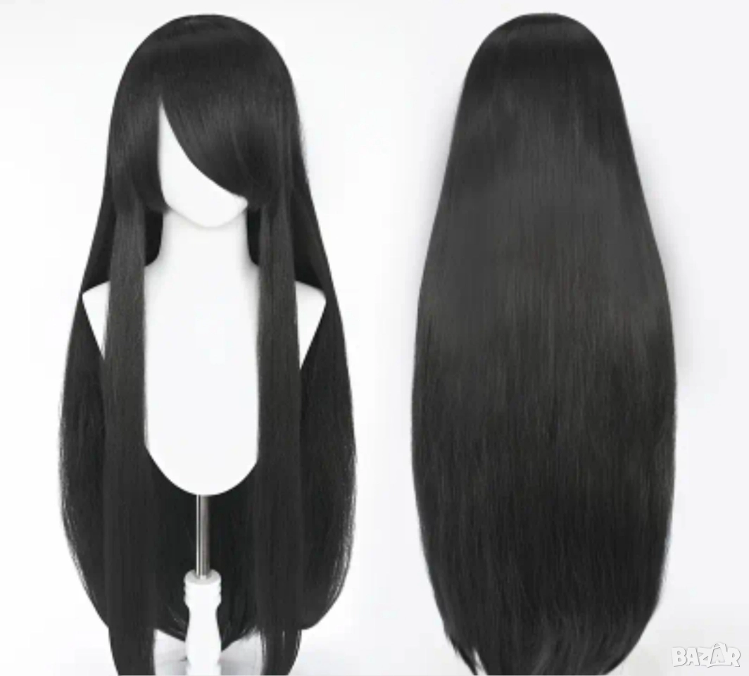 Дълга дамска черна перука, снимка 1