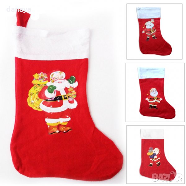 597 Декоративен коледен чорап с картинка Коледен ботуш коледна торба за подаръци, снимка 1