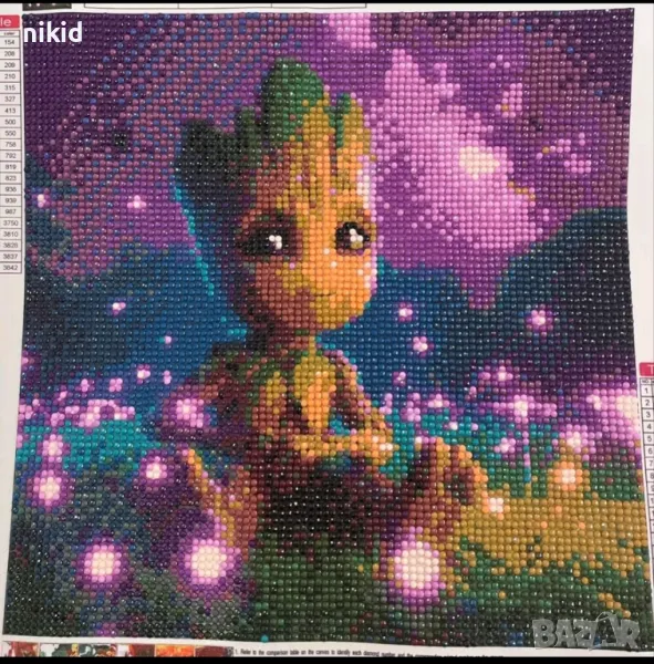 Пазители Groot Groot Груут детски 5D гоблен диамантен картина мозайка за направа по схема с камъчета, снимка 1
