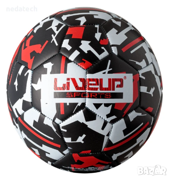 Футболна топка, Черно - Червен, 21,6~22,6 см., снимка 1