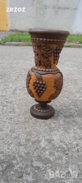 Дървена ваза за сухи цветя, снимка 1