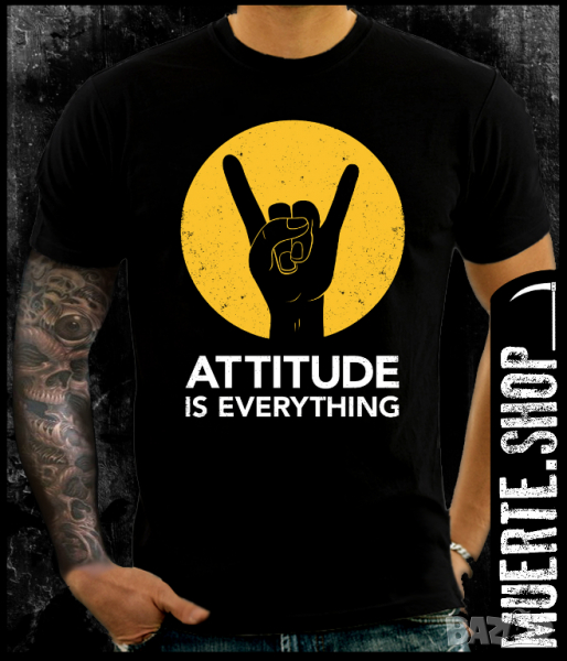 Тениска с щампа ATTITUDE IS EVERYTHING, снимка 1