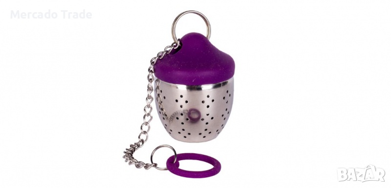 Цедка за чай Метал - силикон, Лилава - 2бр, снимка 1