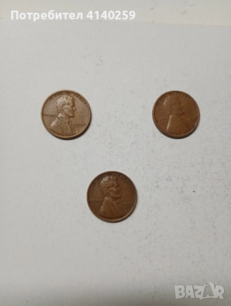 САЩ МОНЕТИ 1 цент 1934 1937 1939 г , снимка 1
