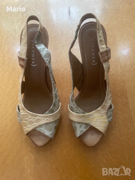 VICENZA дамски сандали на ток от естествена кожа 37, снимка 1