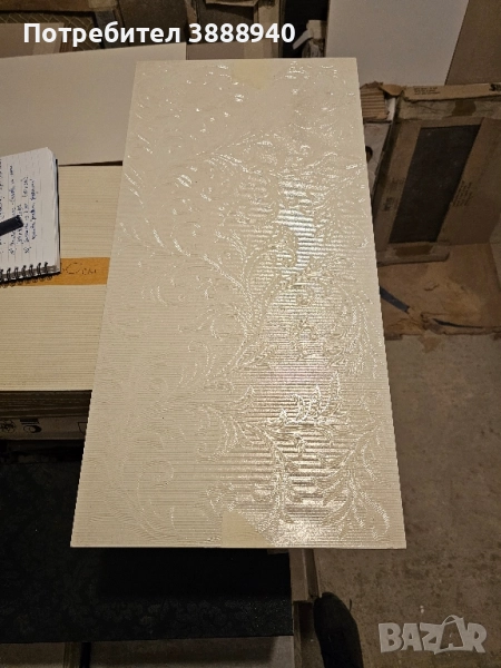 Гранитогресни плочки "Lafaenza"- крем/перла/флорални/релефни, снимка 1