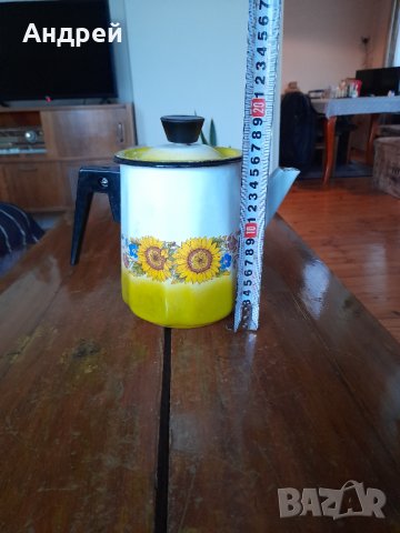 Стар емайлиран чайник #52, снимка 3 - Антикварни и старинни предмети - 38746802